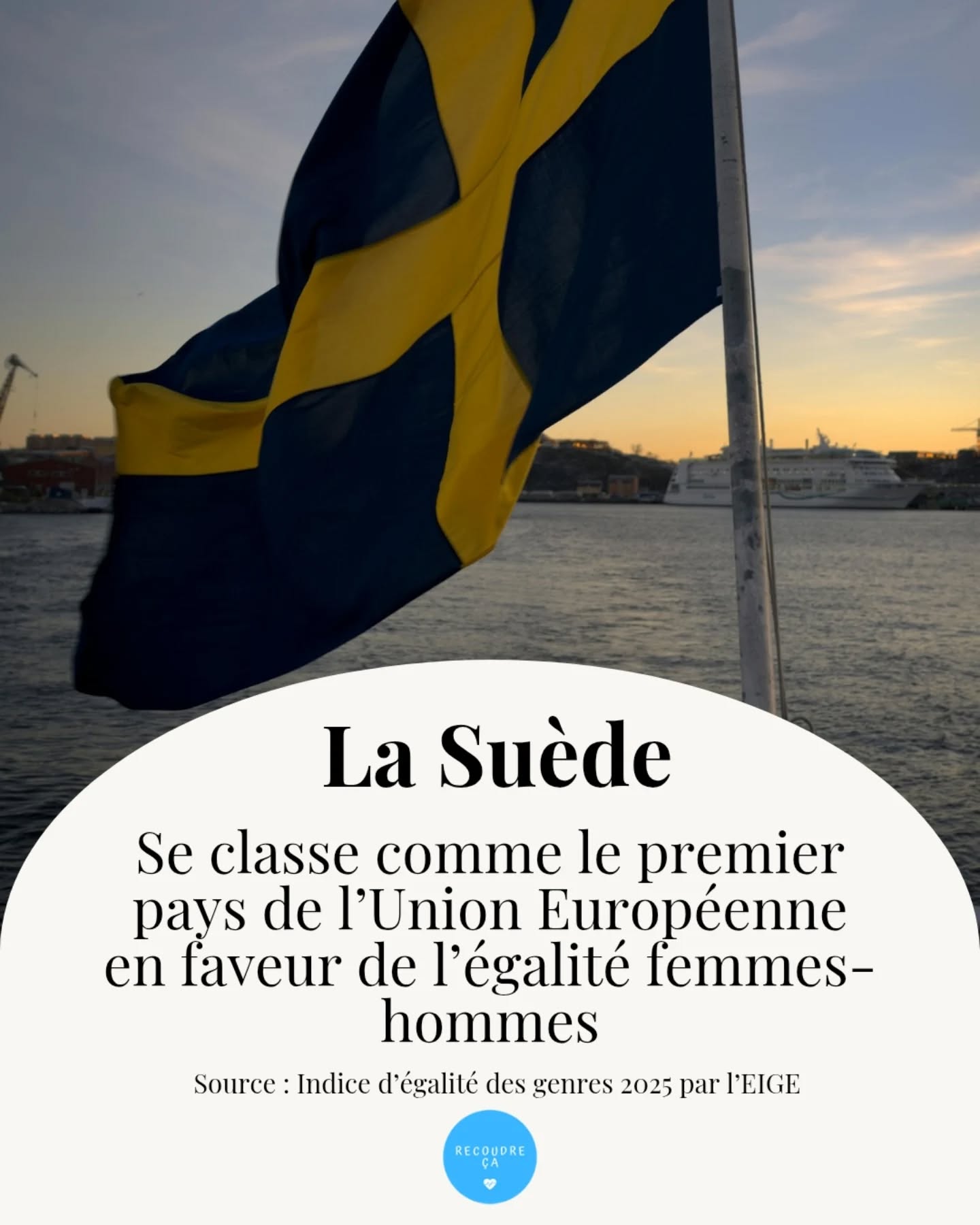 La Suède se classe comme le premier pays de l'Union Européenne en faveur de l'égalité femmes-hommes
#recoudreca #noustoutes #feminisme #feministe #egalitefemmeshommes