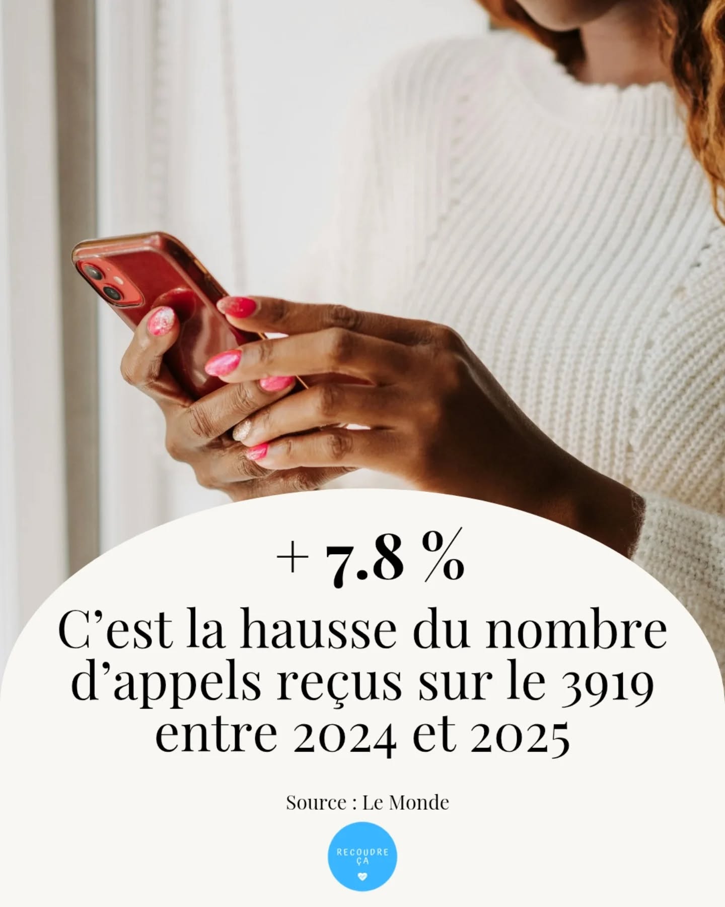 Le nombre d'appels reçus sur le 39119 a augmenté de 7.8% entre 2024 et 2025 💔
#recoudreca #stopviolencesfaitesauxfemmes #noustoutes #feministe #stopfeminicides