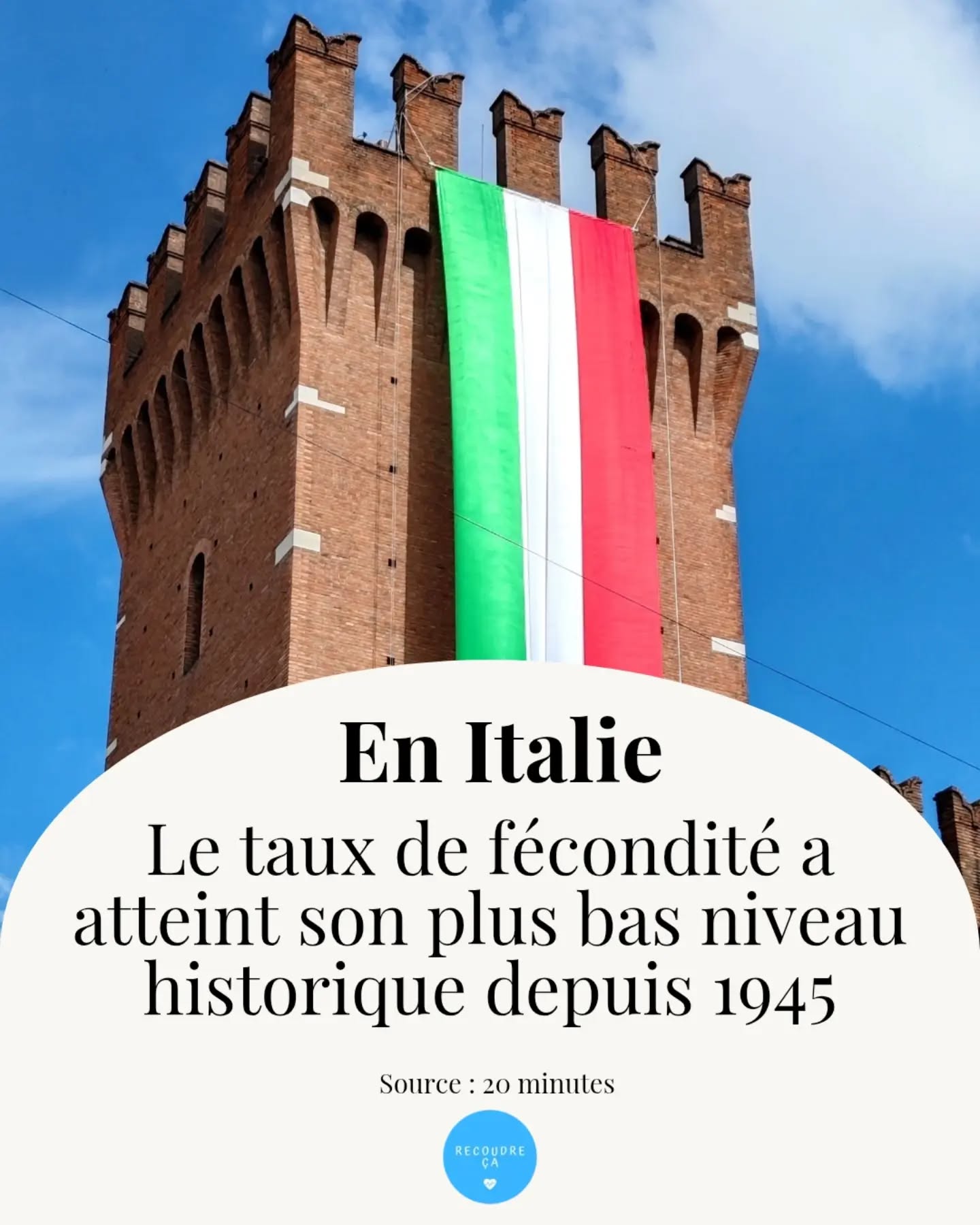 En Italie, le taux de fécondité a atteint son plus bas niveau historique depuis 1945
#recoudreca #grossesse #maternité #naissance #moncorpsmonchoix